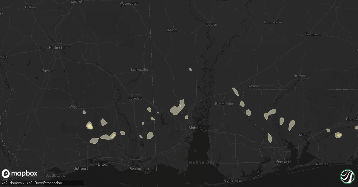 Hail map in Chunchula, AL on August 17, 2026
