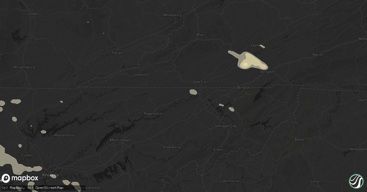 Hail map in Church Hill, TN on August 17, 2026