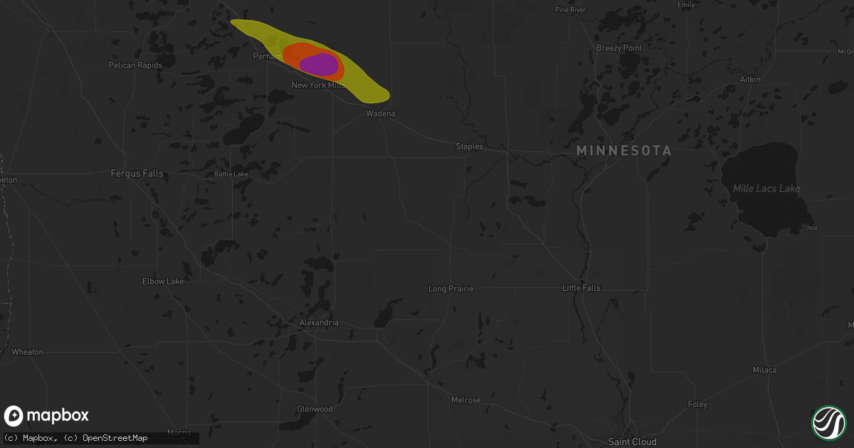 Hail map in Clarissa, MN on August 17, 2026