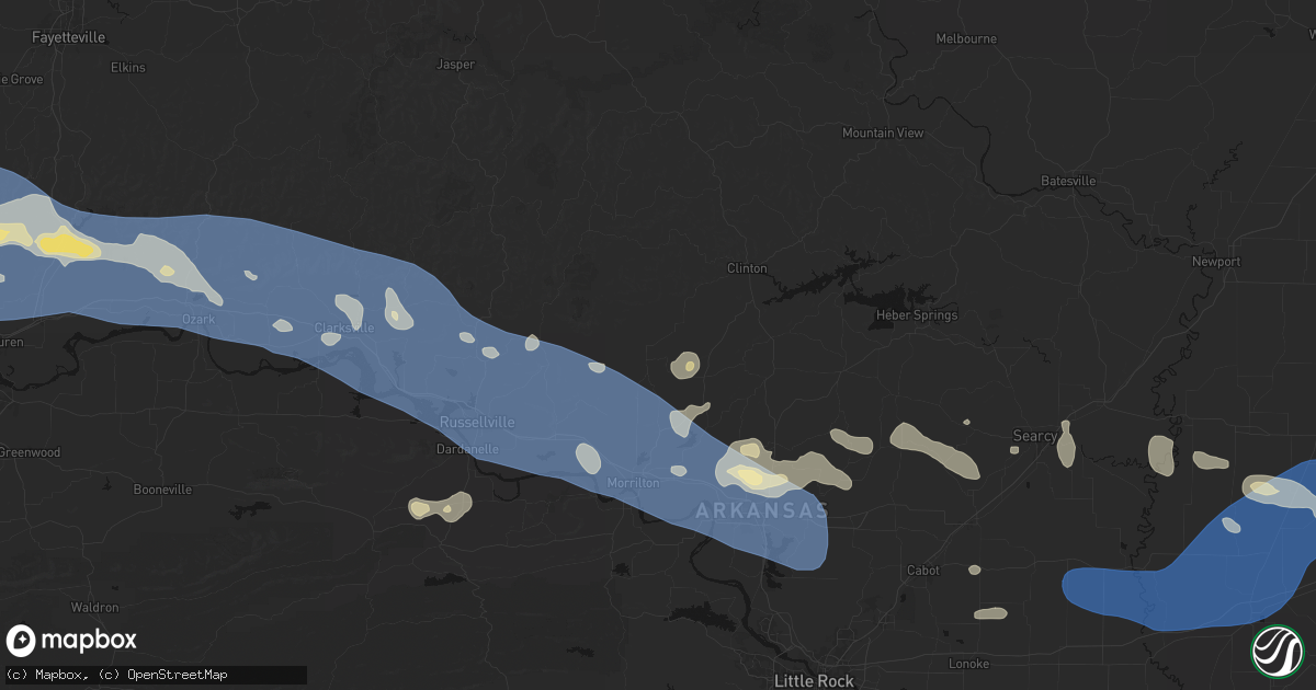 Hail map in Cleveland, AR on August 17, 2026