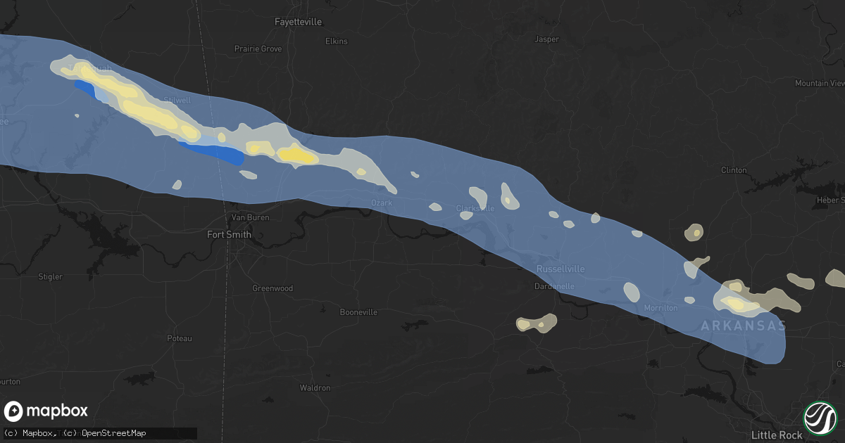 Hail map in Coal Hill, AR on August 17, 2026