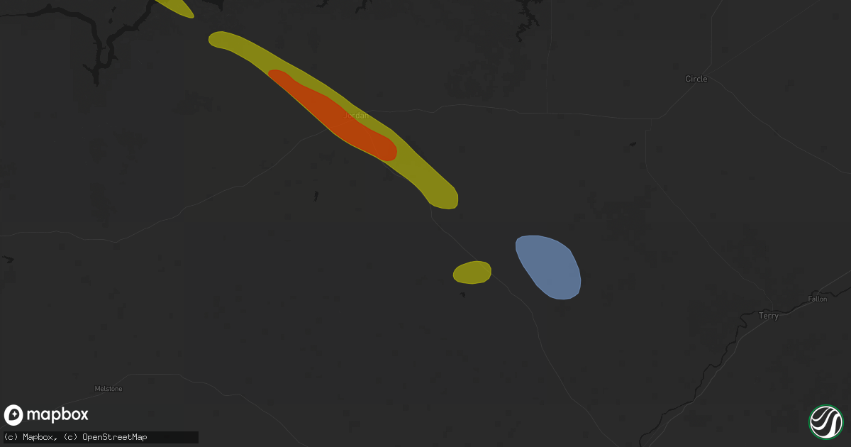 Hail map in Cohagen, MT on August 17, 2026