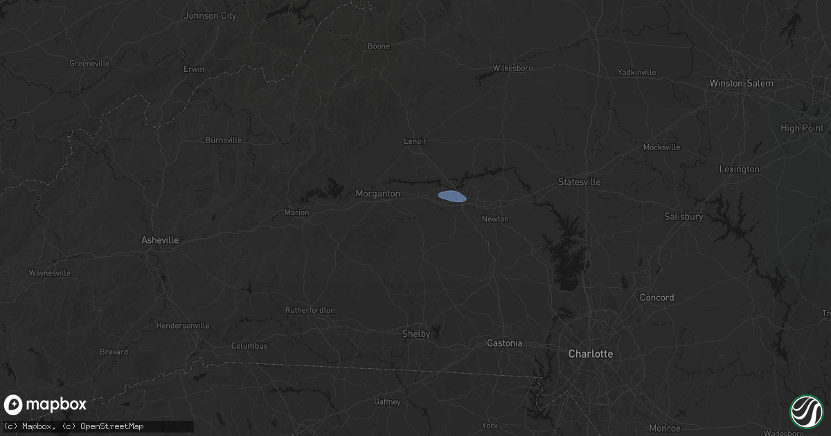 Hail map in Connelly Springs, NC on August 17, 2026