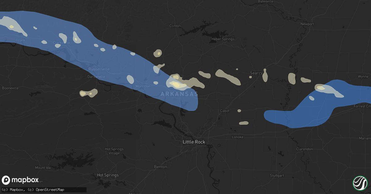Hail map in Conway, AR on August 17, 2026