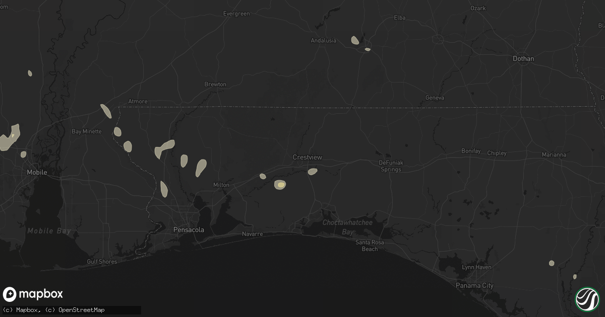 Hail map in Crestview, FL on August 17, 2026