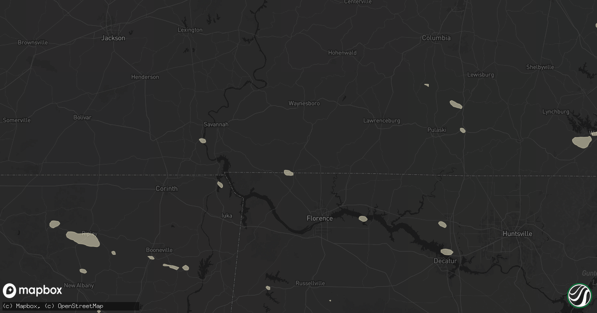 Hail map in Cypress Inn, TN on August 17, 2026