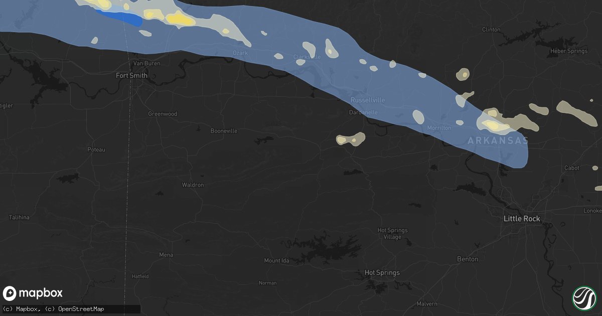 Hail map in Danville, AR on August 17, 2026