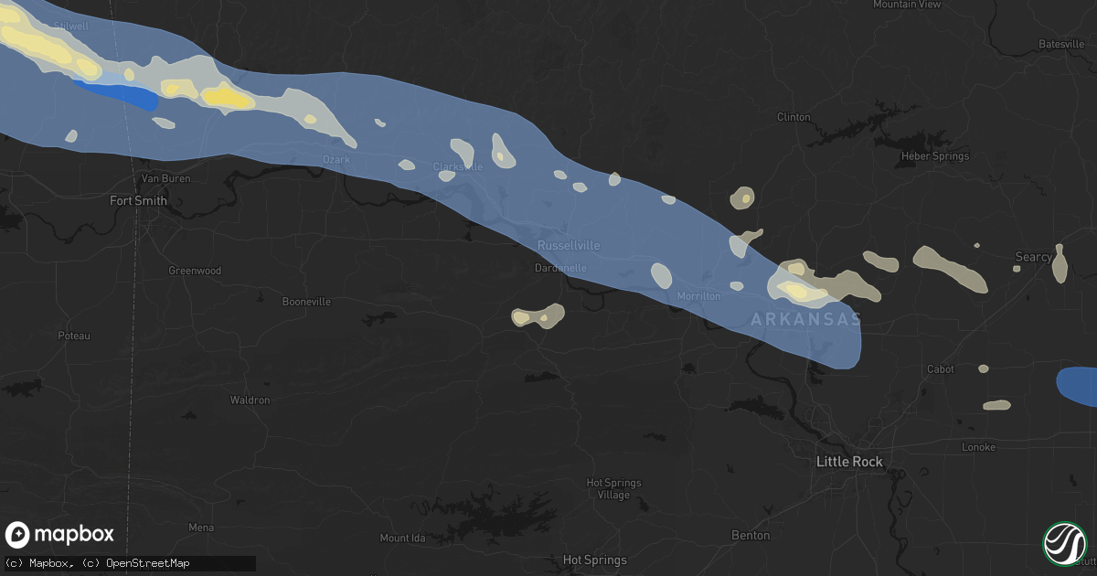 Hail map in Dardanelle, AR on August 17, 2026