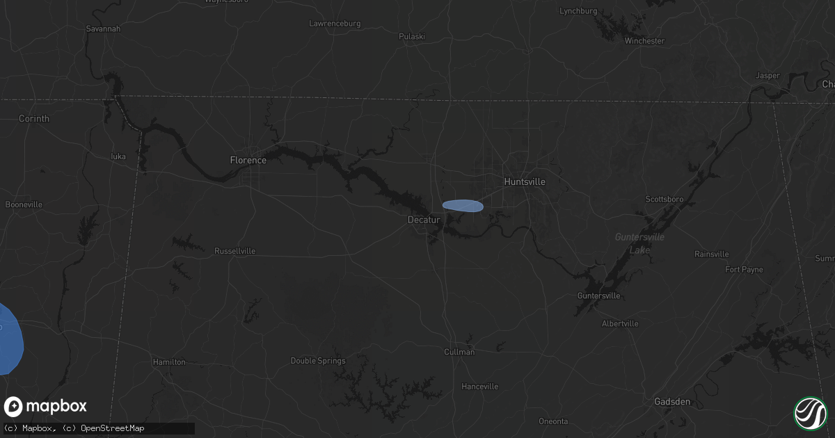 Hail map in Decatur, AL on August 17, 2026