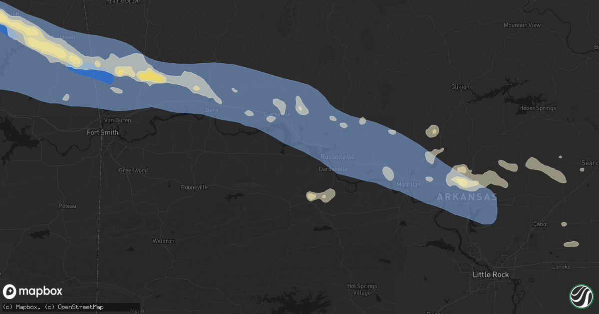 Hail map in Delaware, AR on August 17, 2026