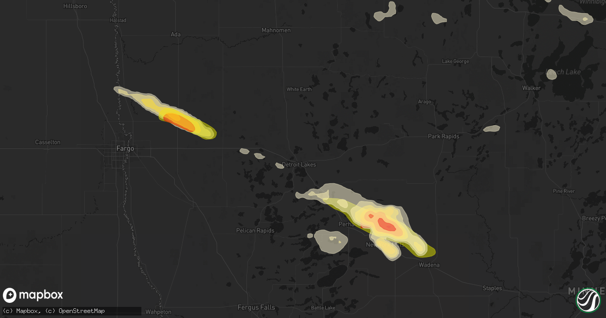 Hail map in Detroit Lakes, MN on August 17, 2026