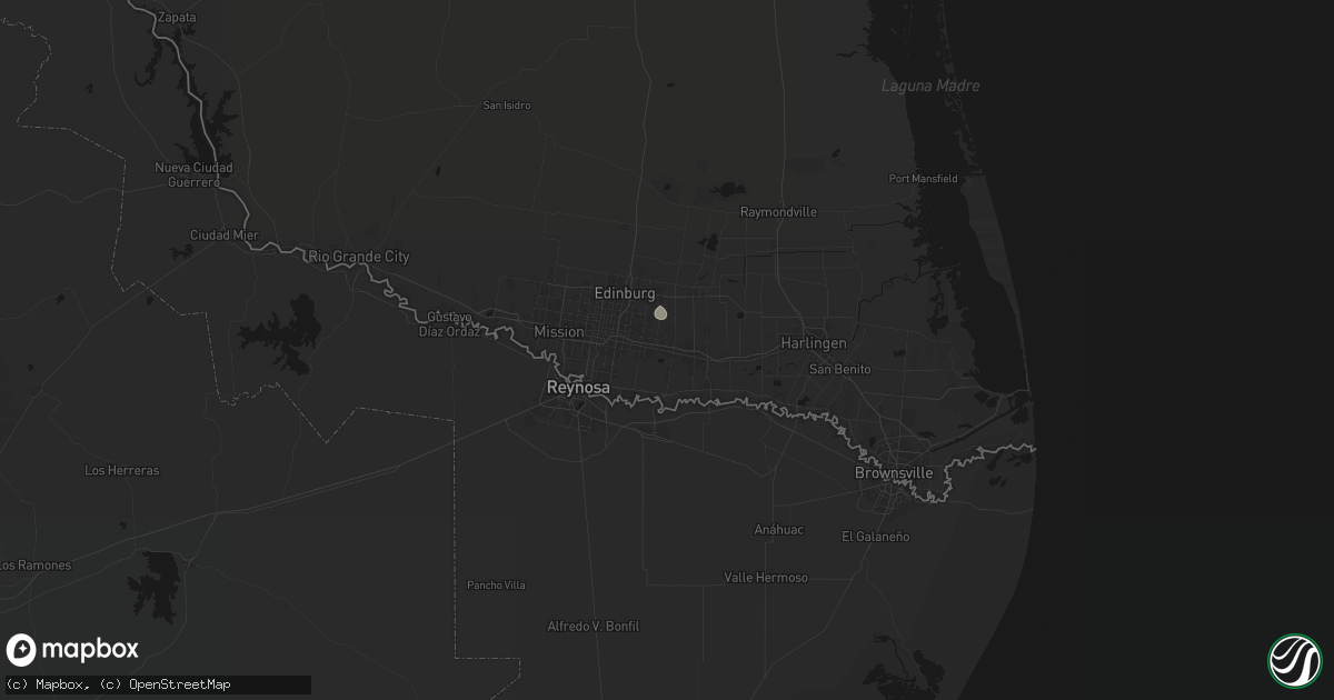 Hail map in Donna, TX on August 17, 2026