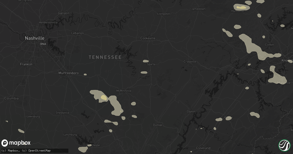 Hail map in Doyle, TN on August 17, 2026