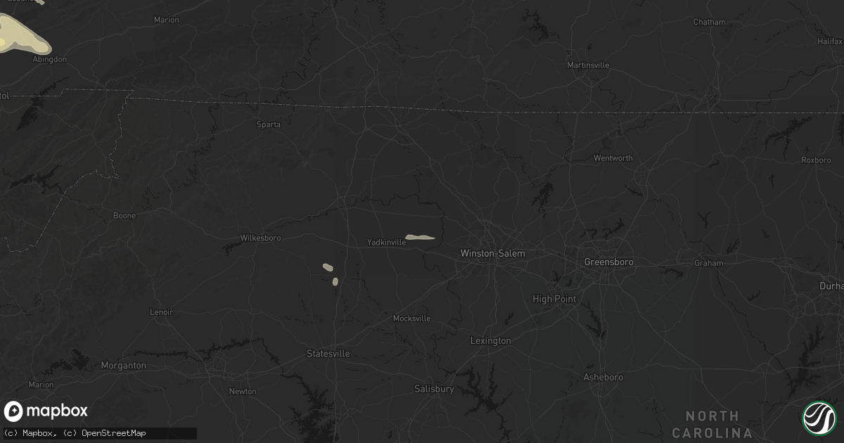 Hail map in East Bend, NC on August 17, 2026