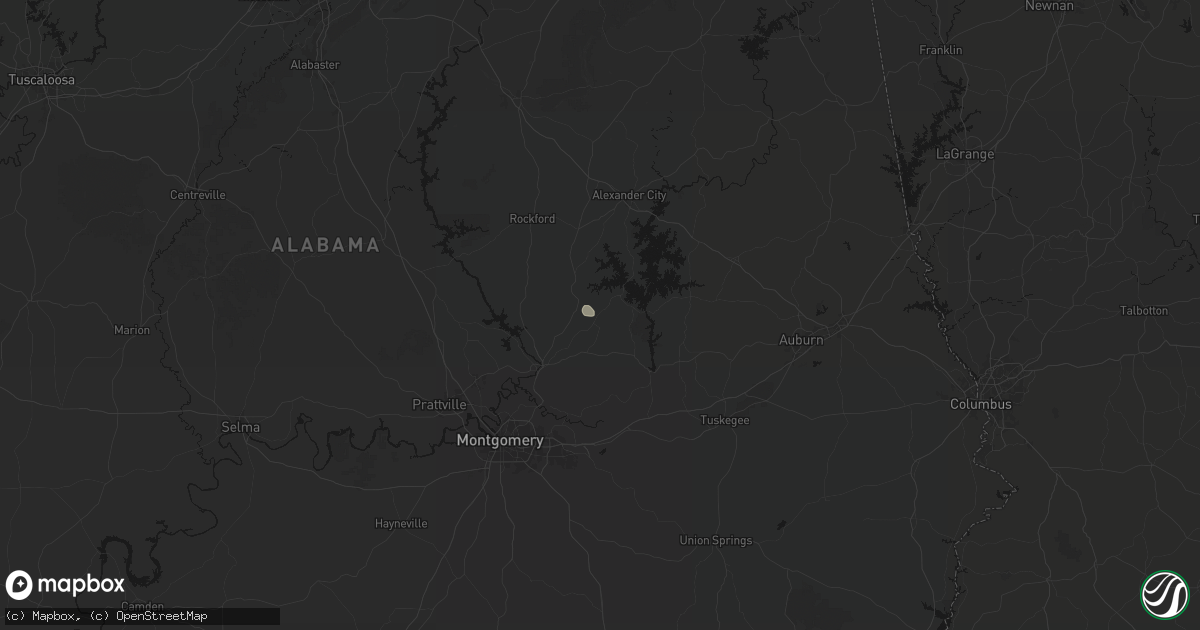 Hail map in Eclectic, AL on August 17, 2026