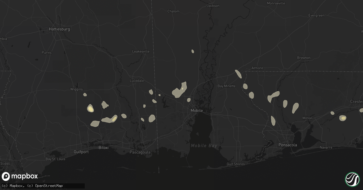 Hail map in Eight Mile, AL on August 17, 2026