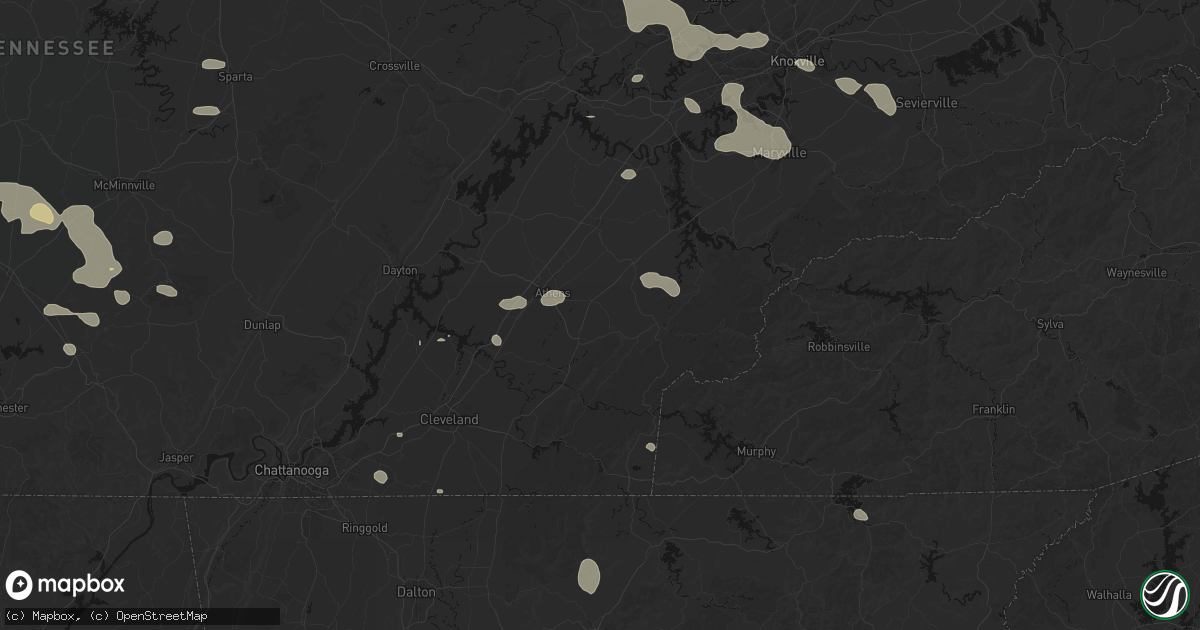 Hail map in Englewood, TN on August 17, 2026