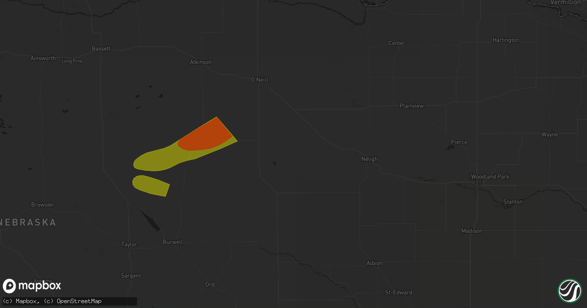 Hail map in Ewing, NE on August 17, 2026
