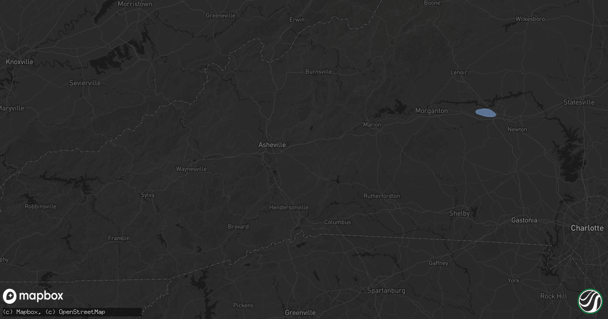 Hail map in Fairview, NC on August 17, 2026