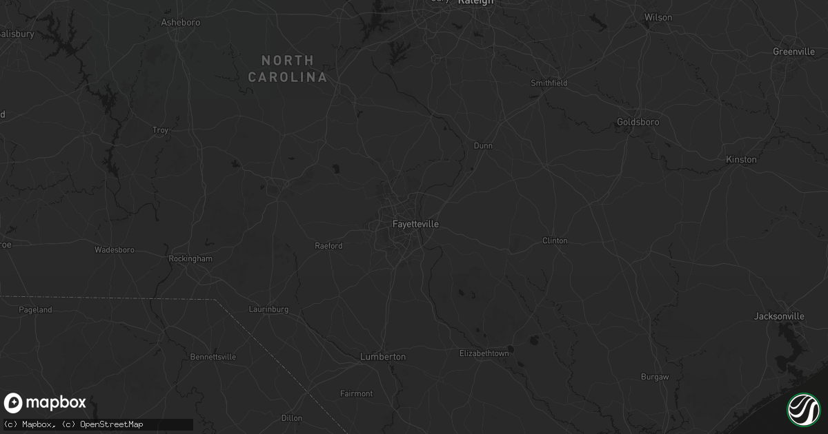 Hail map in Fayetteville, NC on August 17, 2026