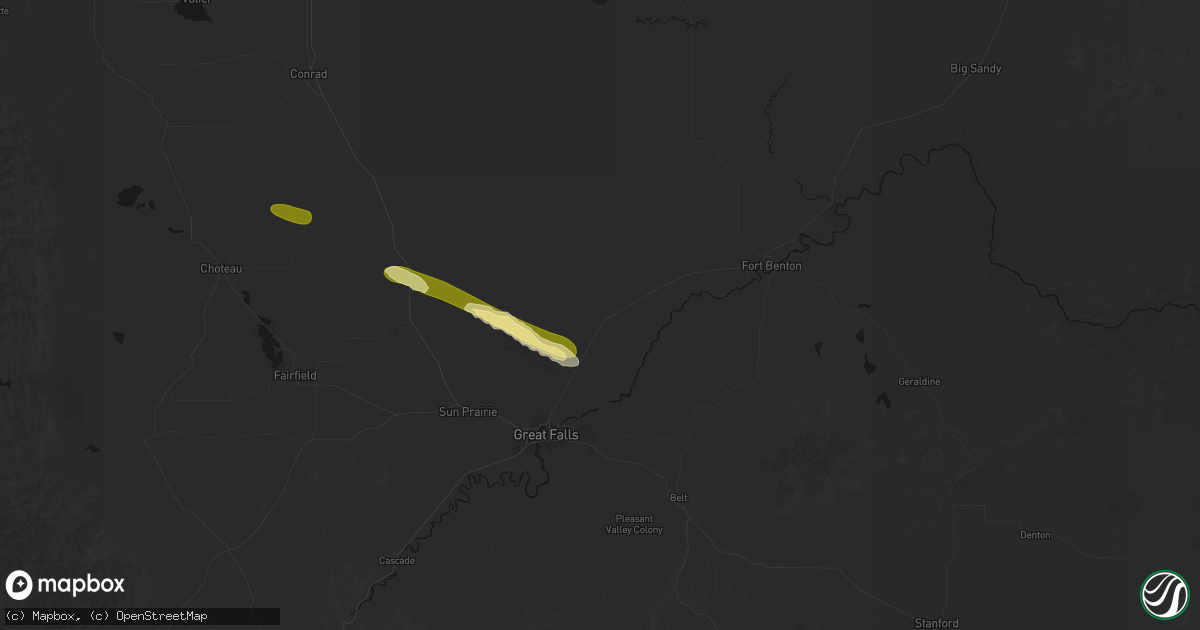 Hail map in Floweree, MT on August 17, 2026