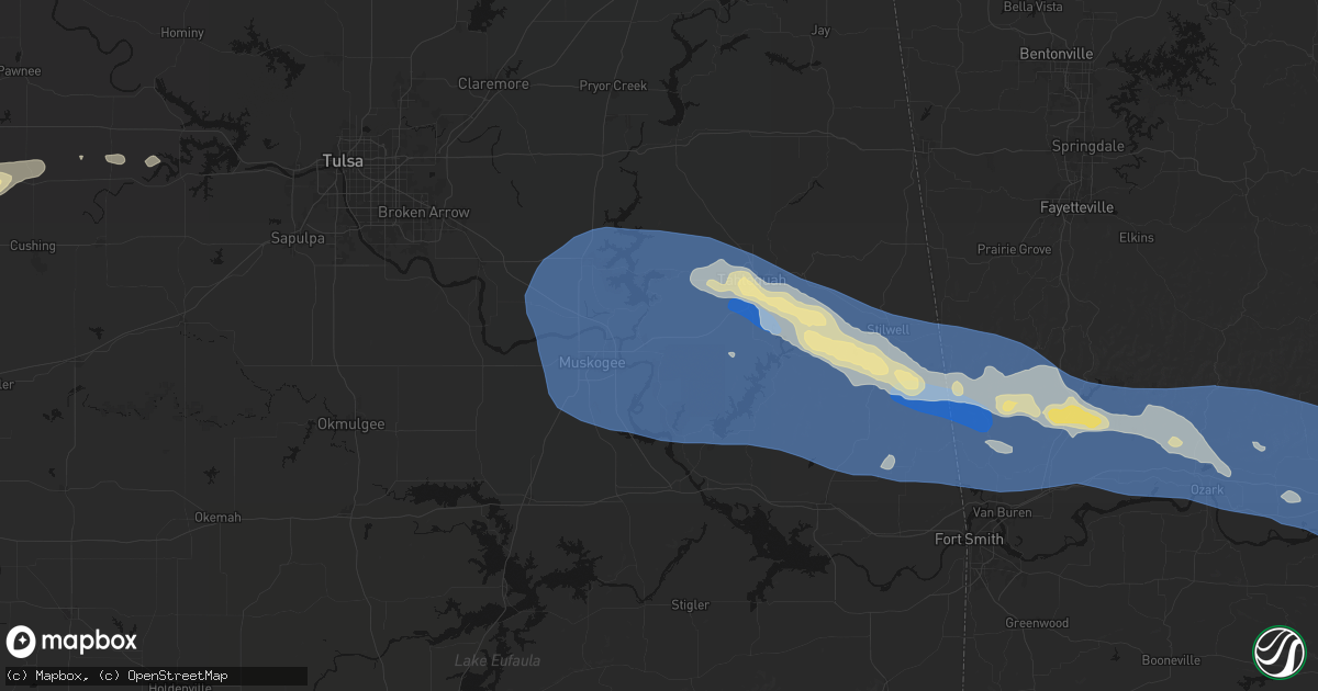 Hail map in Fort Gibson, OK on August 17, 2026