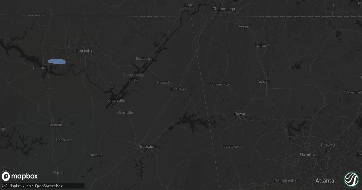 Hail map in Fort Payne, AL on August 17, 2026
