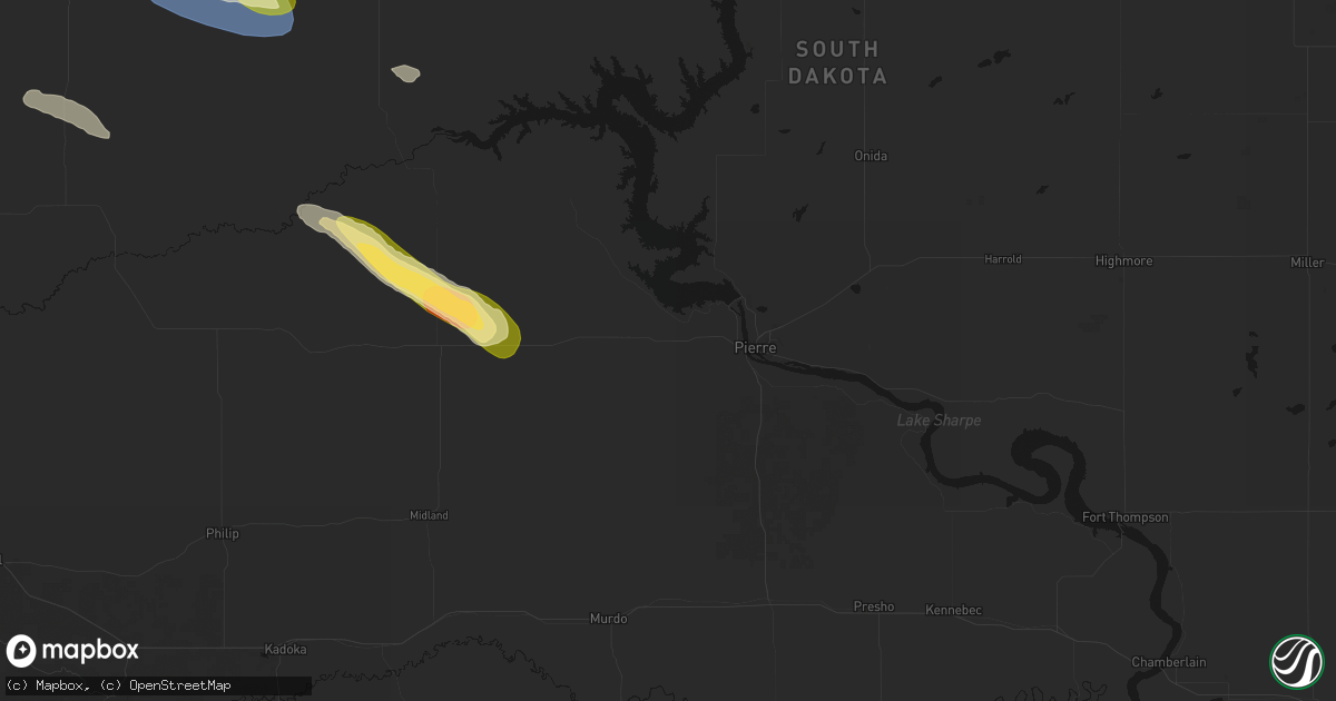 Hail map in Fort Pierre, SD on August 17, 2026