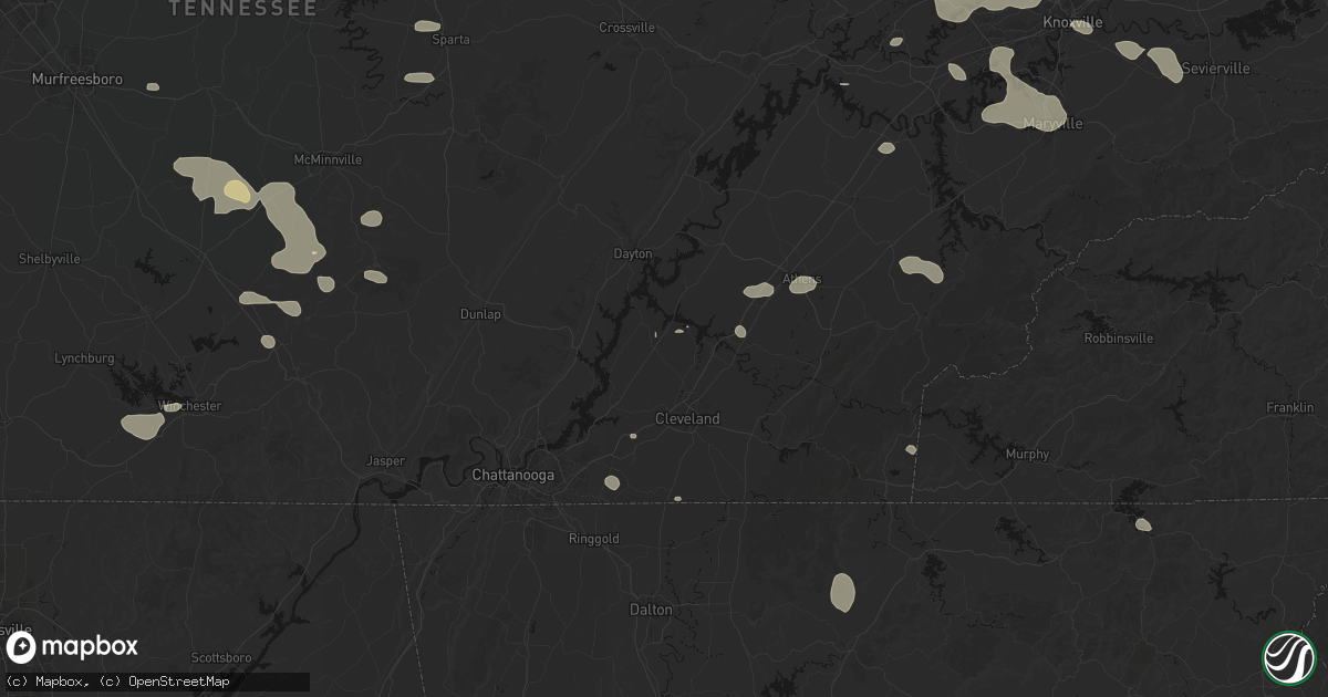 Hail map in Georgetown, TN on August 17, 2026
