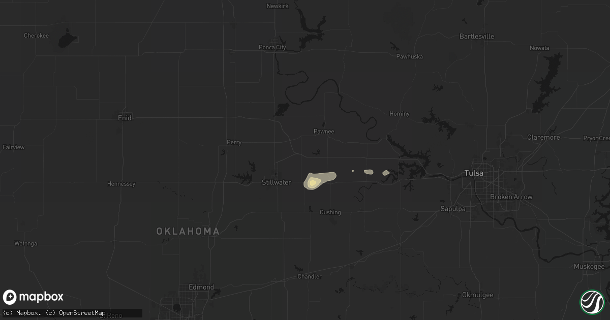 Hail map in Glencoe, OK on August 17, 2026