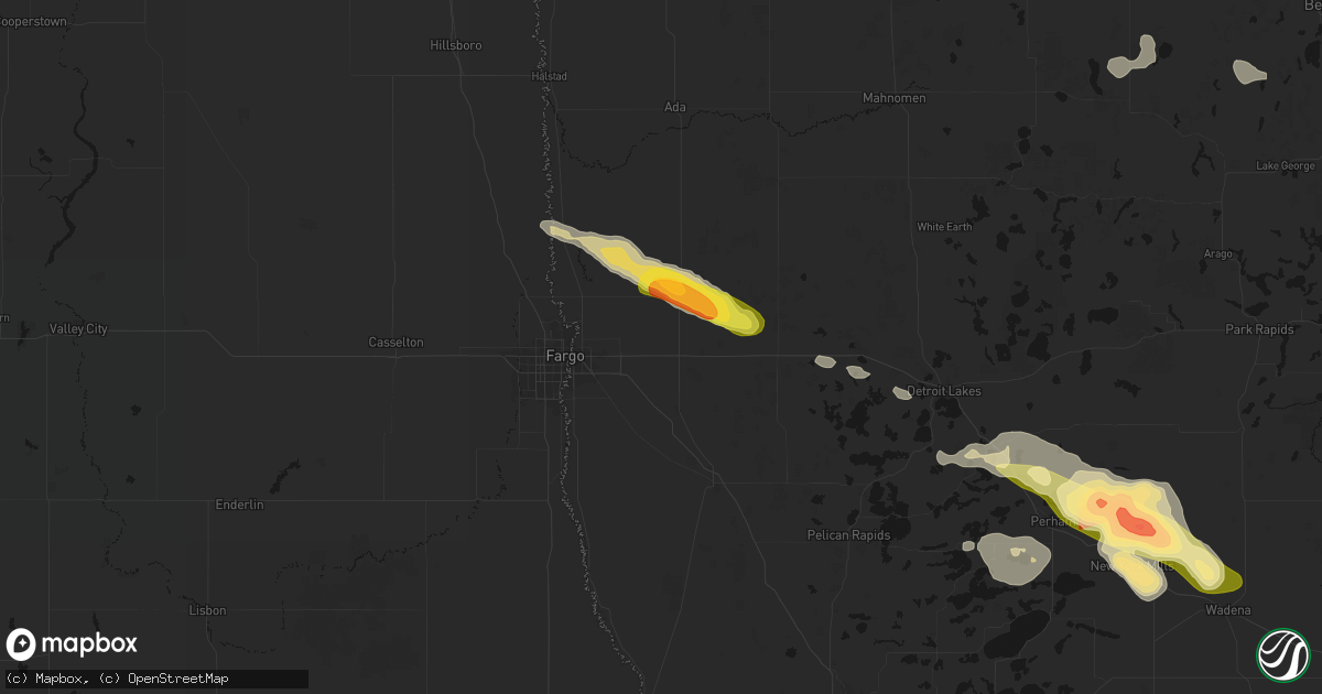 Hail map in Glyndon, MN on August 17, 2026