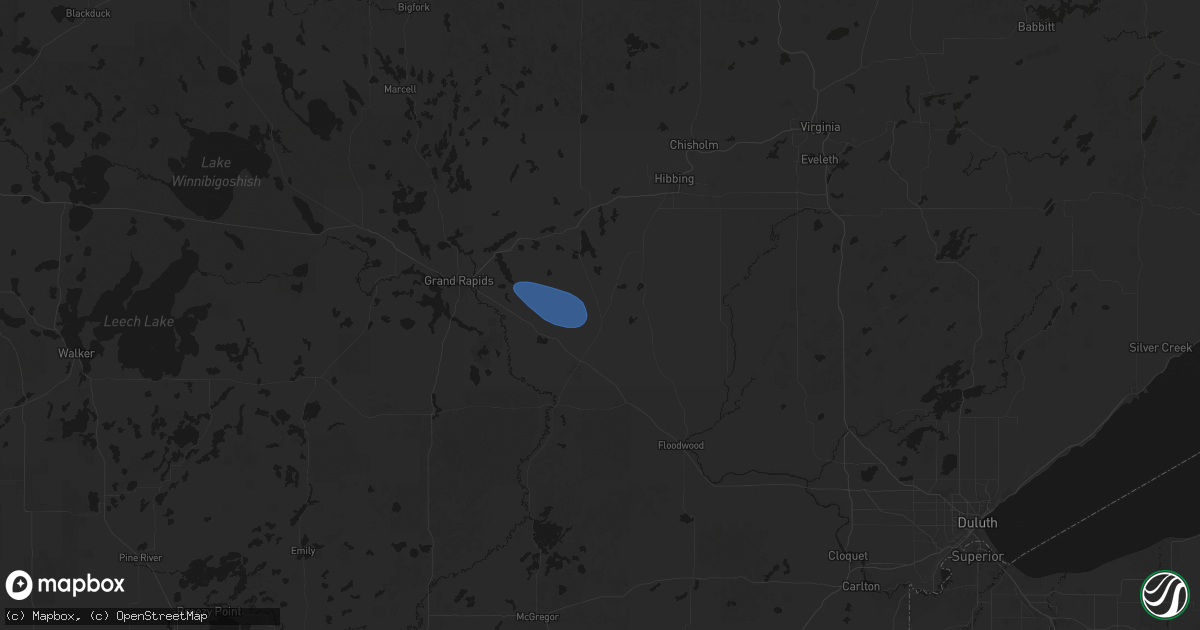 Hail map in Goodland, MN on August 17, 2026