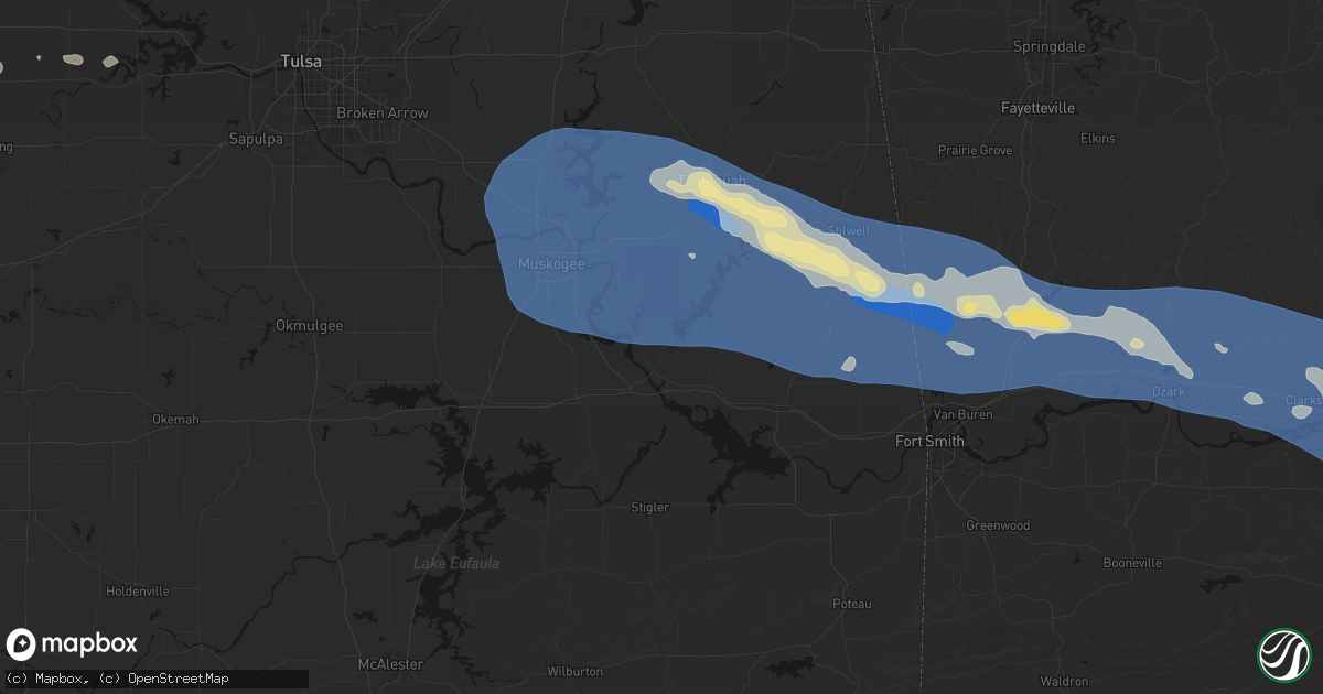 Hail map in Gore, OK on August 17, 2026