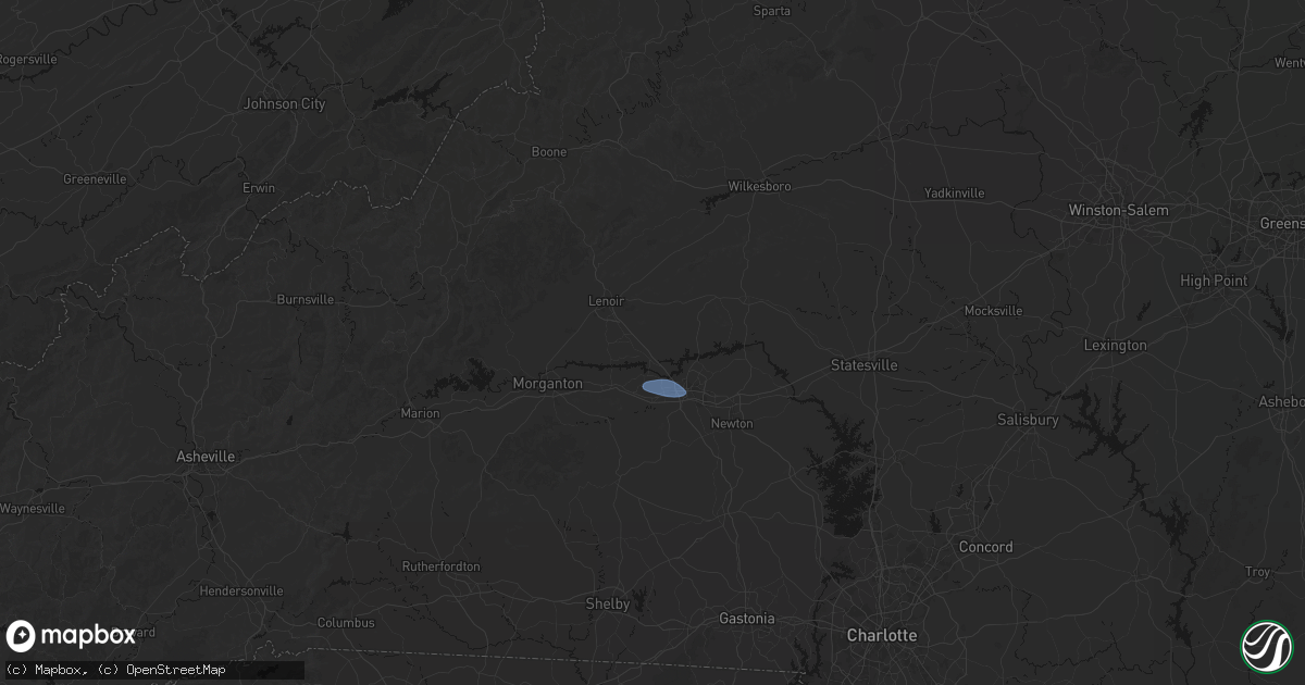 Hail map in Granite Falls, NC on August 17, 2026
