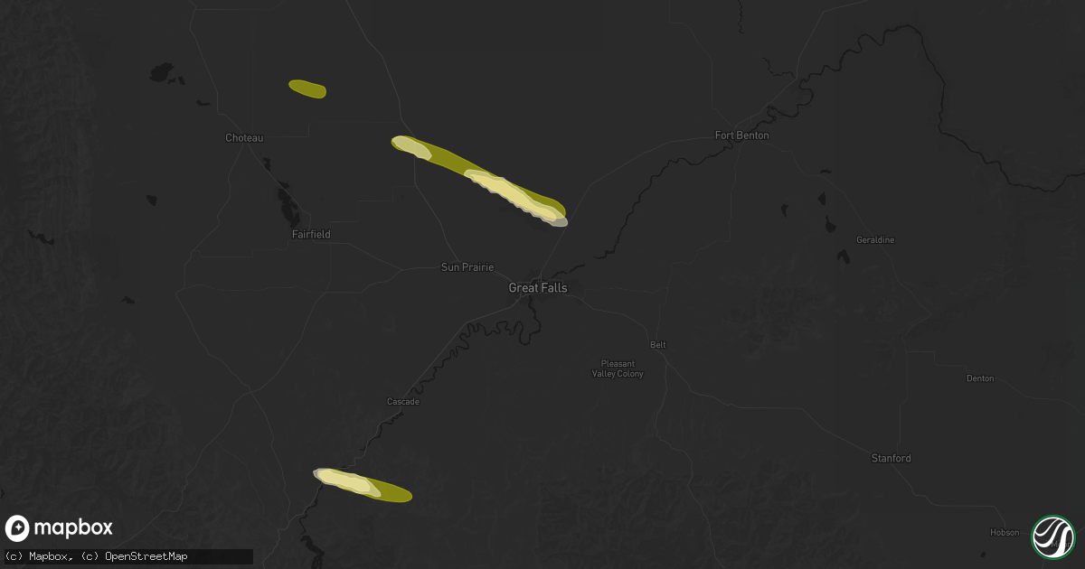 Hail map in Great Falls, MT on August 17, 2026