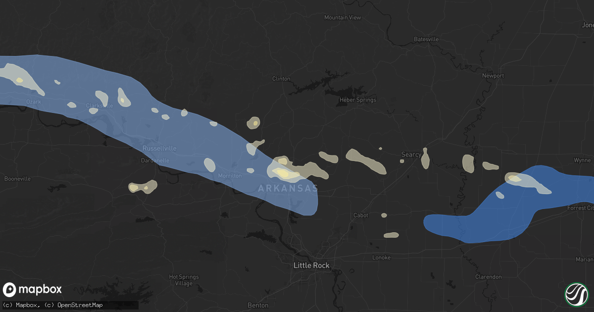 Hail map in Greenbrier, AR on August 17, 2026