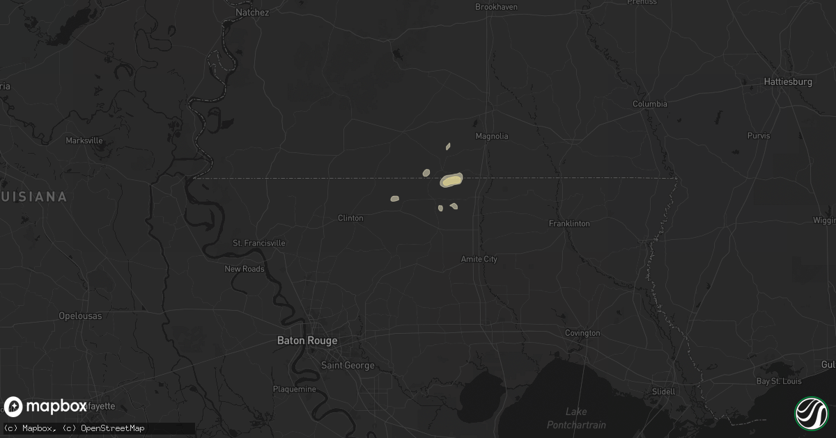 Hail map in Greensburg, LA on August 17, 2026
