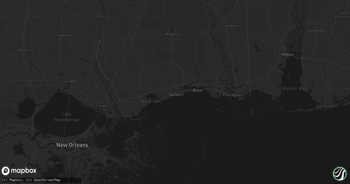 Hail map in Gulfport, MS on August 17, 2026