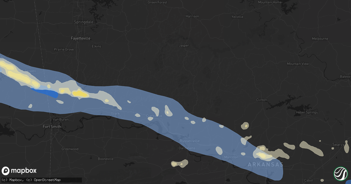 Hail map in Hagarville, AR on August 17, 2026