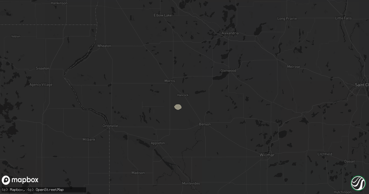 Hail map in Hancock, MN on August 17, 2026