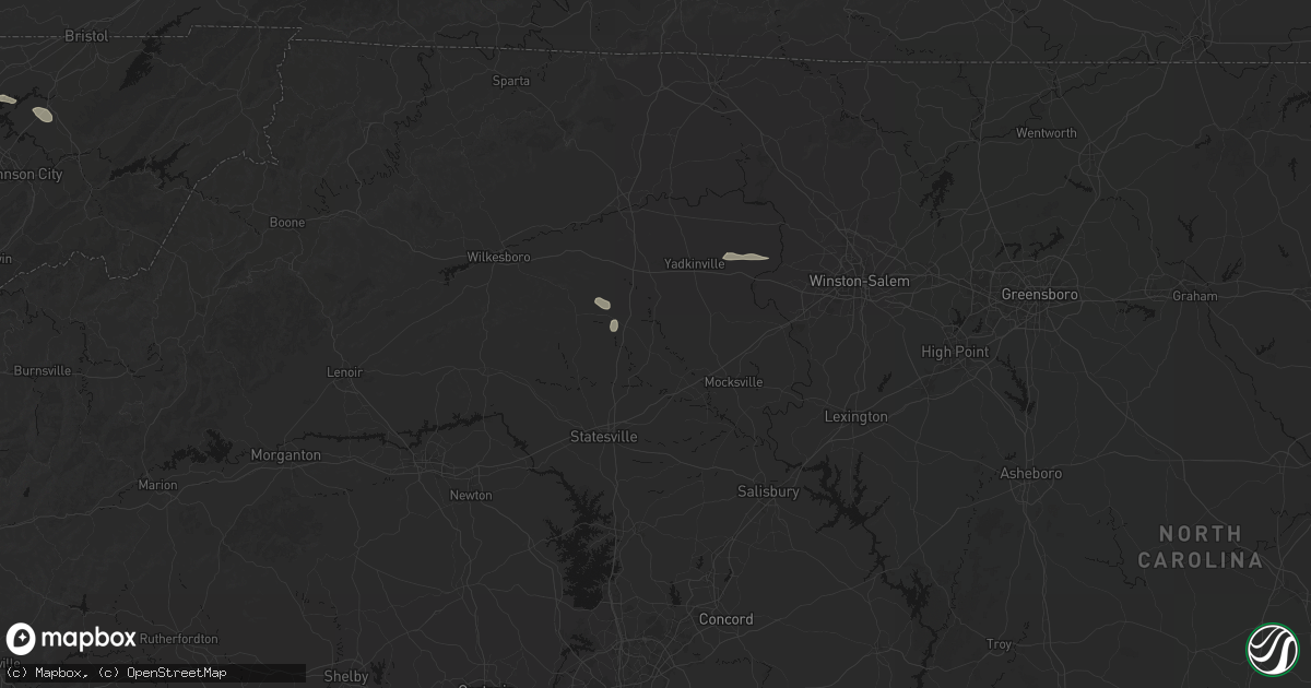 Hail map in Harmony, NC on August 17, 2026