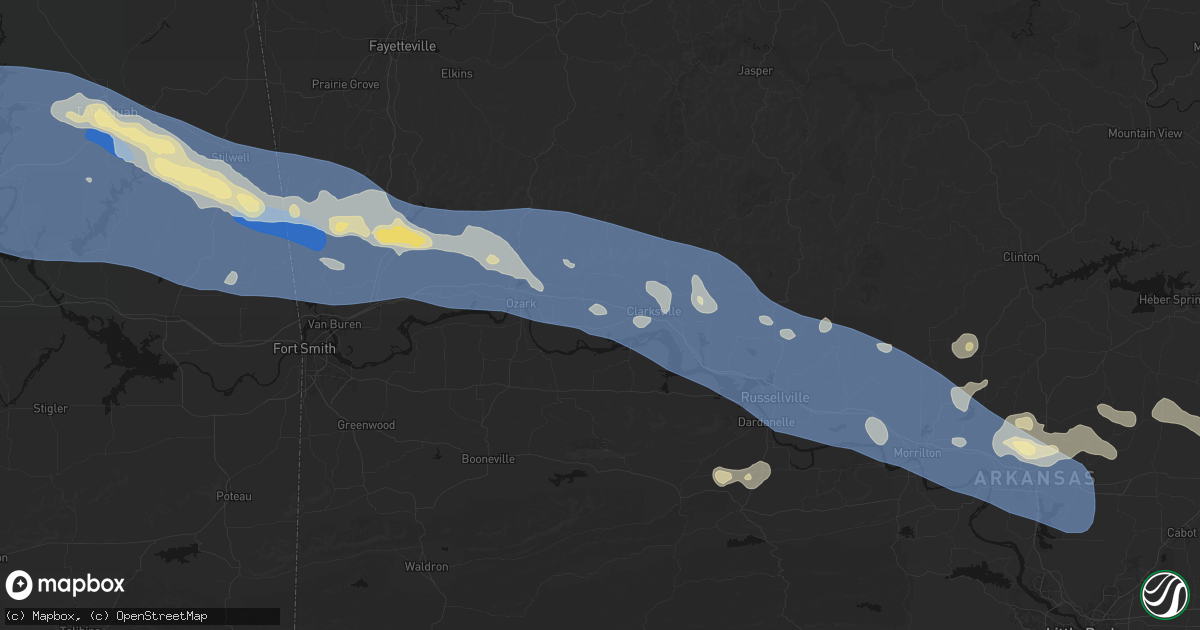 Hail map in Hartman, AR on August 17, 2026