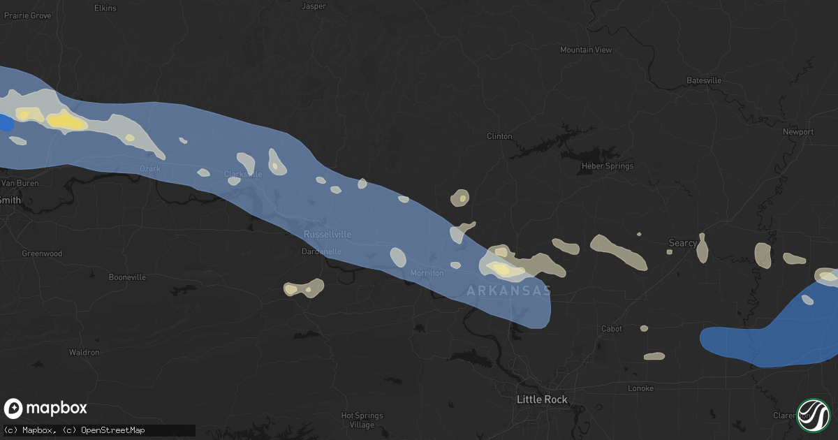 Hail map in Hattieville, AR on August 17, 2026