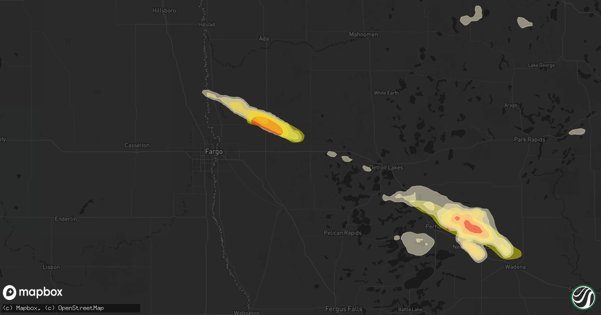 Hail map in Hawley, MN on August 17, 2026