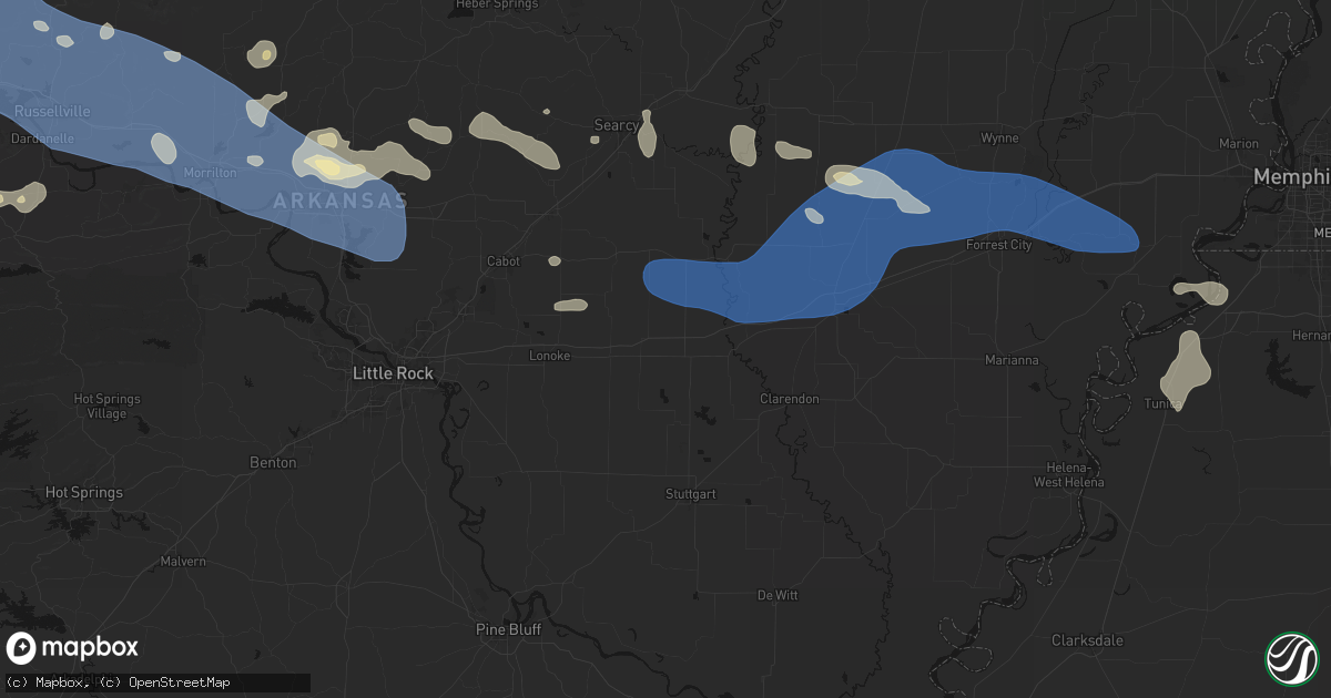 Hail map in Hazen, AR on August 17, 2026