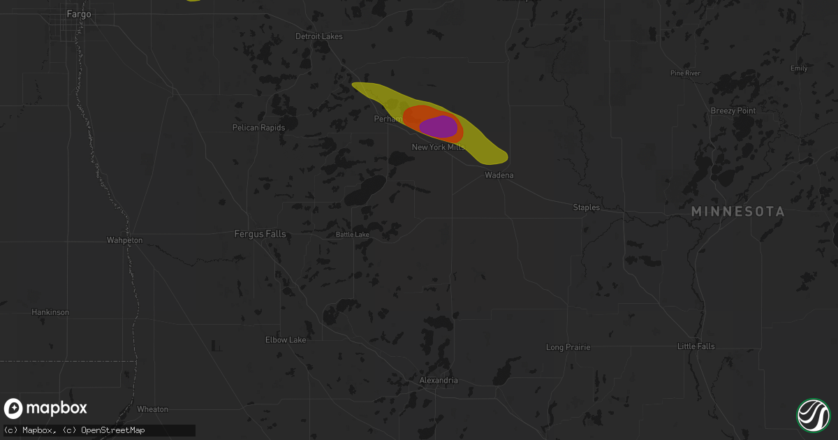 Hail map in Henning, MN on August 17, 2026