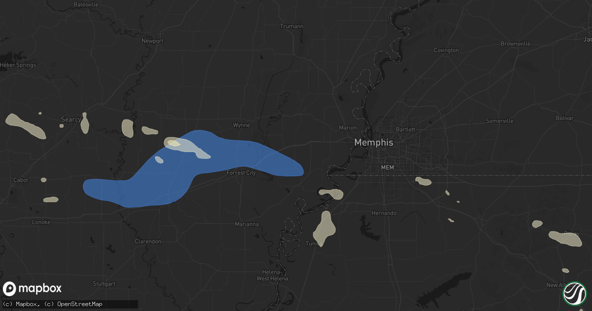 Hail map in Heth, AR on August 17, 2026