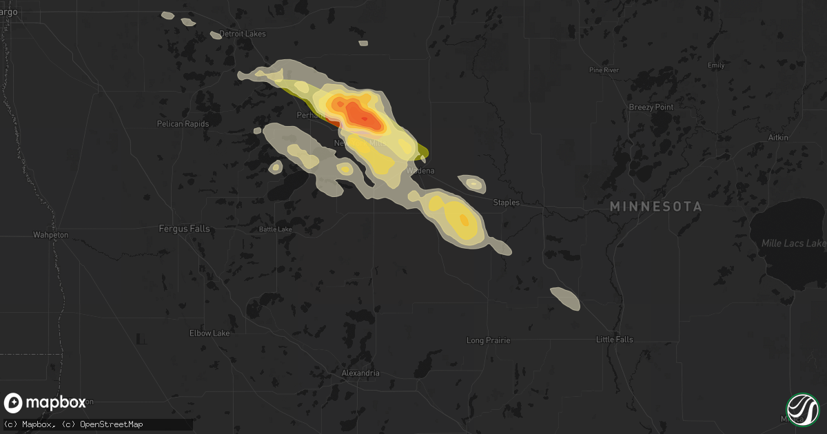 Hail map in Hewitt, MN on August 17, 2026