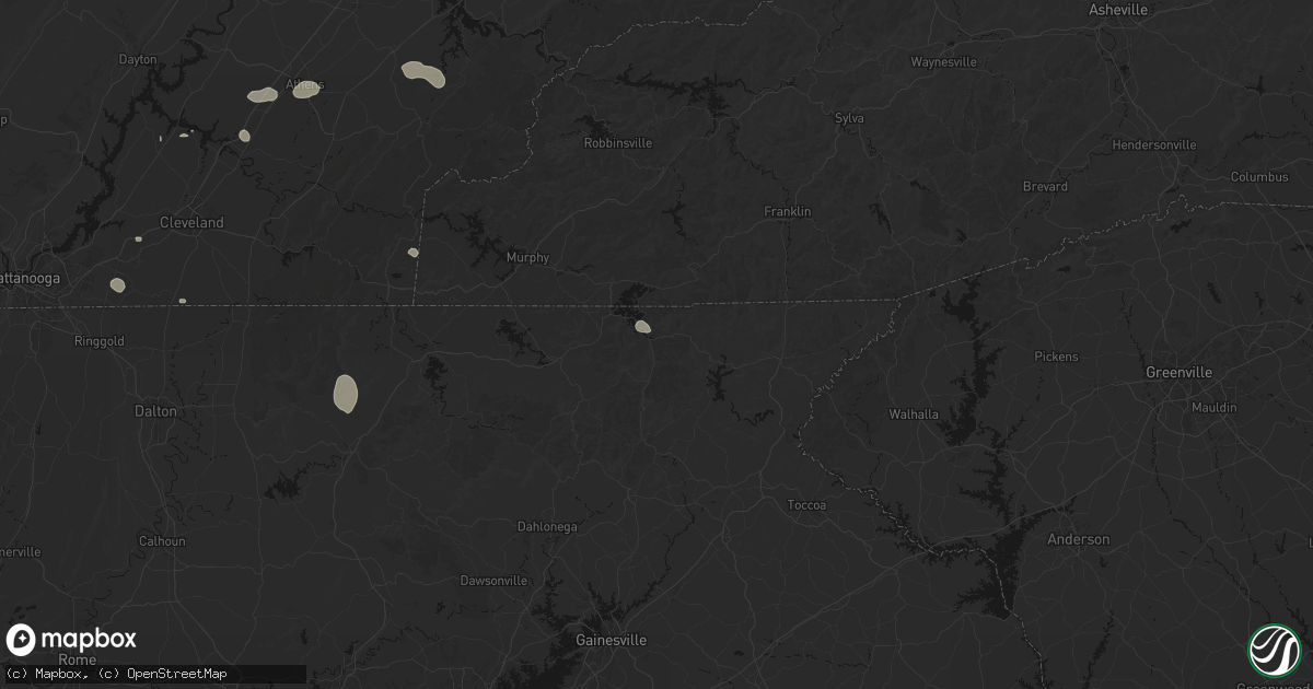 Hail map in Hiawassee, GA on August 17, 2026