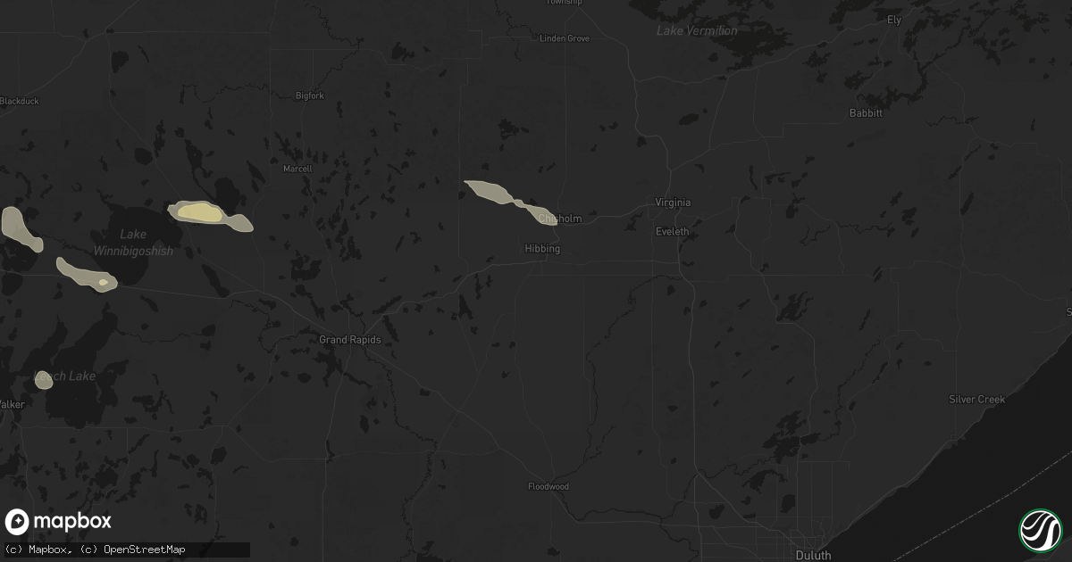 Hail map in Hibbing, MN on August 17, 2026